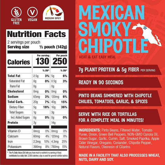 The Good Bean Heat and Eat Pouch - Mexican Smoky Chipotle - (4 Pack) 10 oz Pouch