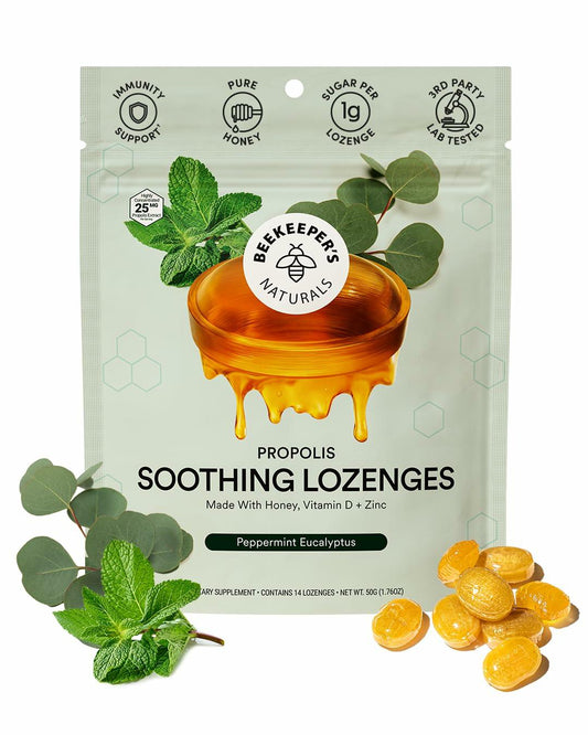 BestBy01/26 Beekeeper's Naturals Soothing Mint Eucalyptus Cough Drops 14 Ct