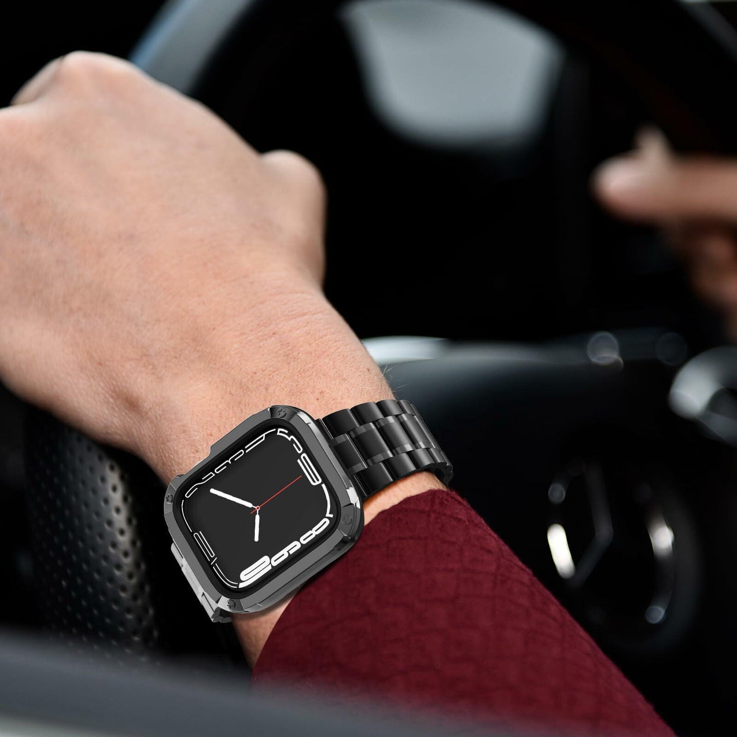 KADES Stainless Steel Metal Strap Black for Apple Watch 44mm/45mm