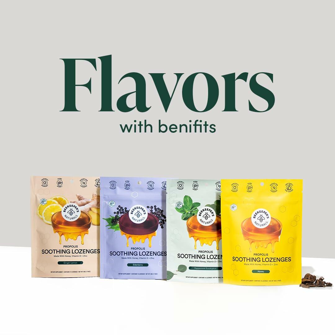 BestBy01/26 Beekeeper's Naturals Soothing Mint Eucalyptus Cough Drops 14 Ct