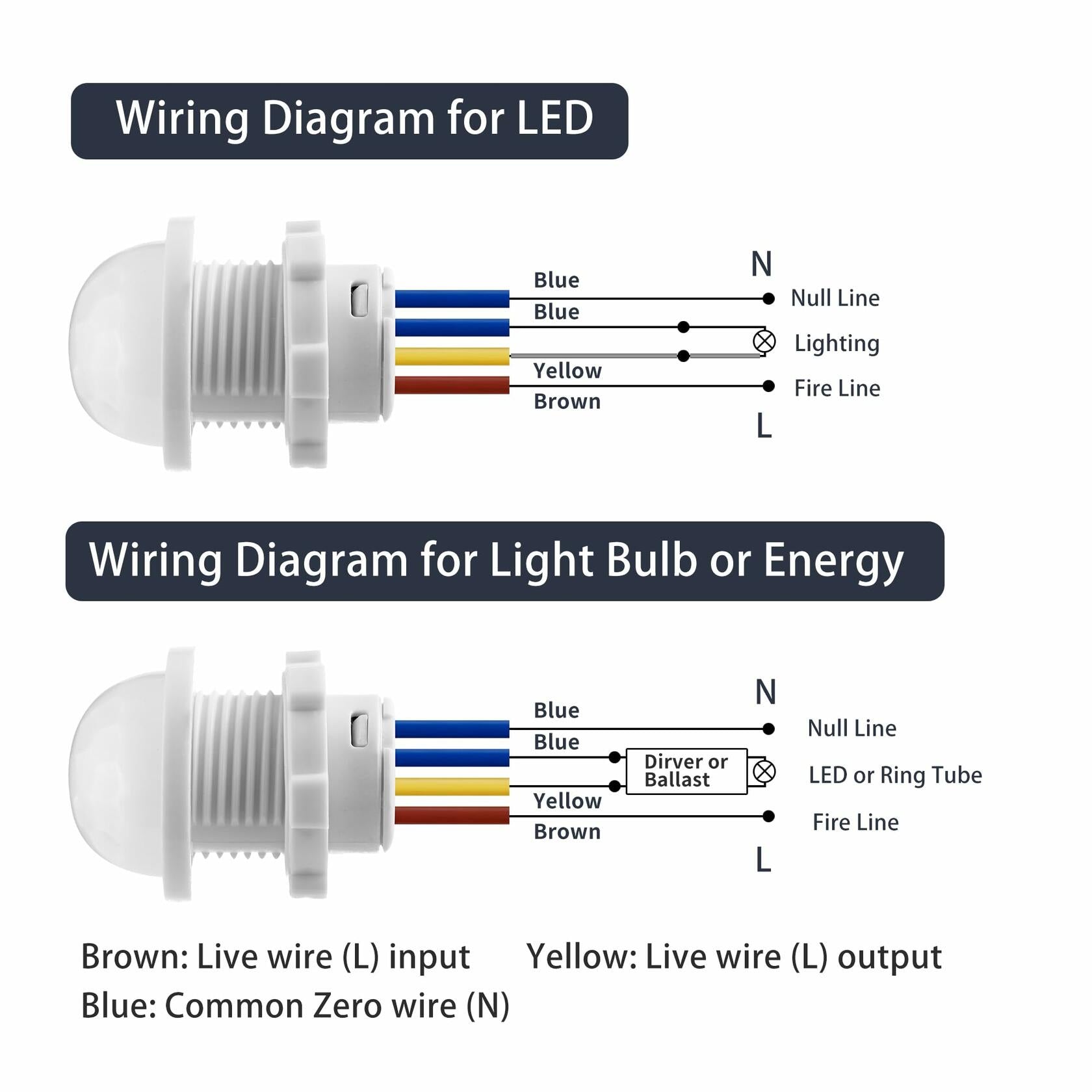 3 Pack Motion Sensor Switch PIR Smart Detection 85-265V 40W Ceiling Wall Mount