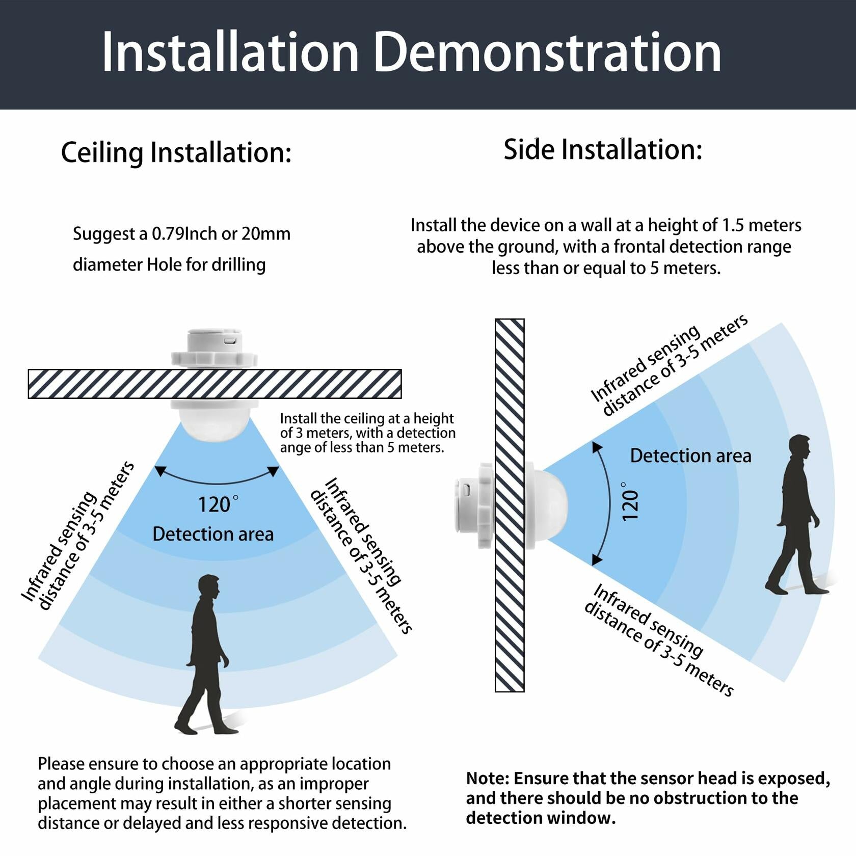 3 Pack Motion Sensor Switch PIR Smart Detection 85-265V 40W Ceiling Wall Mount
