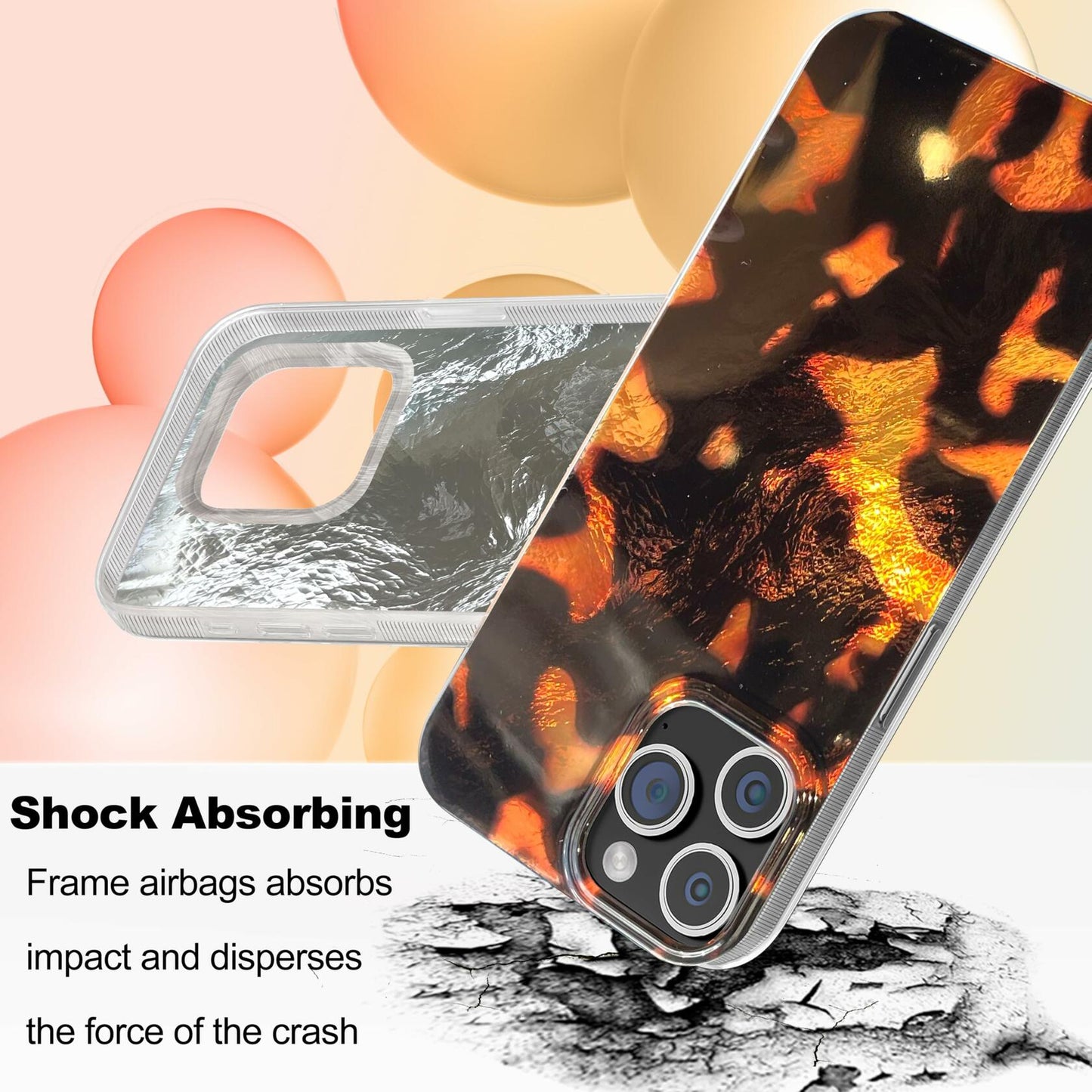 buccilly iPhone 12/12 Pro TPU Shockproof Case Brown Tortoise Shell