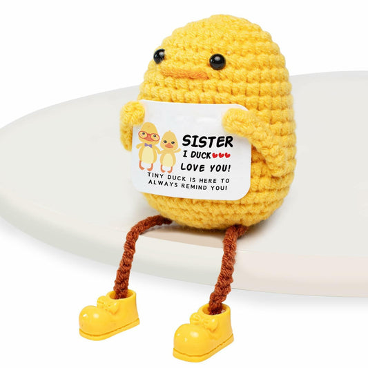 Artlunar Positive Duck Emotional Support Crochet Gift for Sister with Card