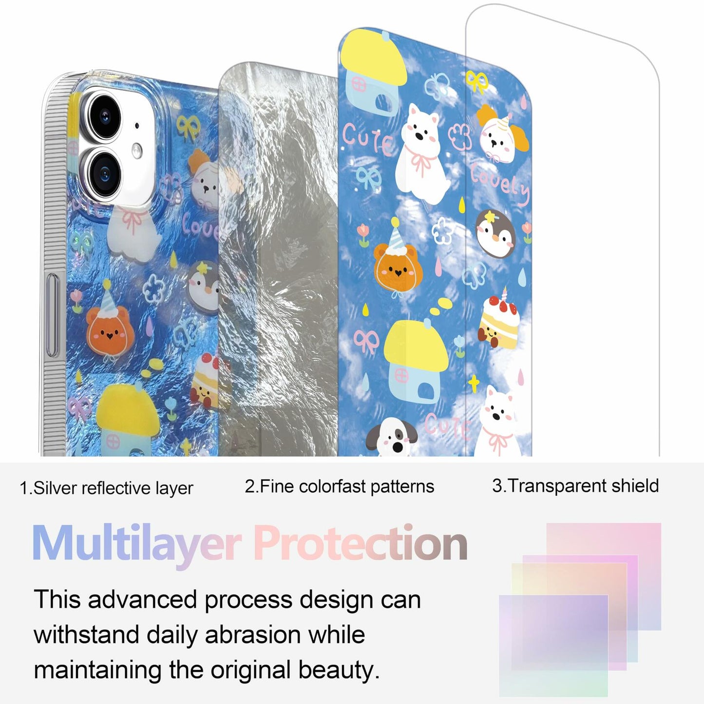 buccilly iPhone 12/12 Pro TPU Shockproof Case Azure Slim Soft Cover