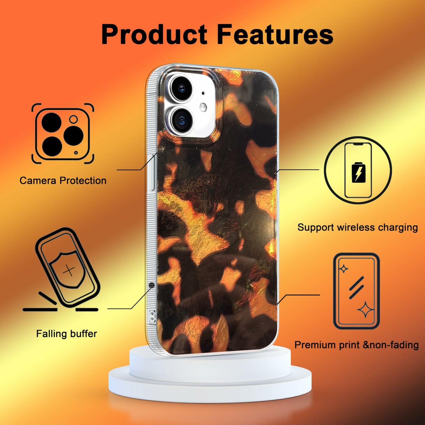 buccilly iPhone 12/12 Pro TPU Shockproof Case Brown Tortoise Shell