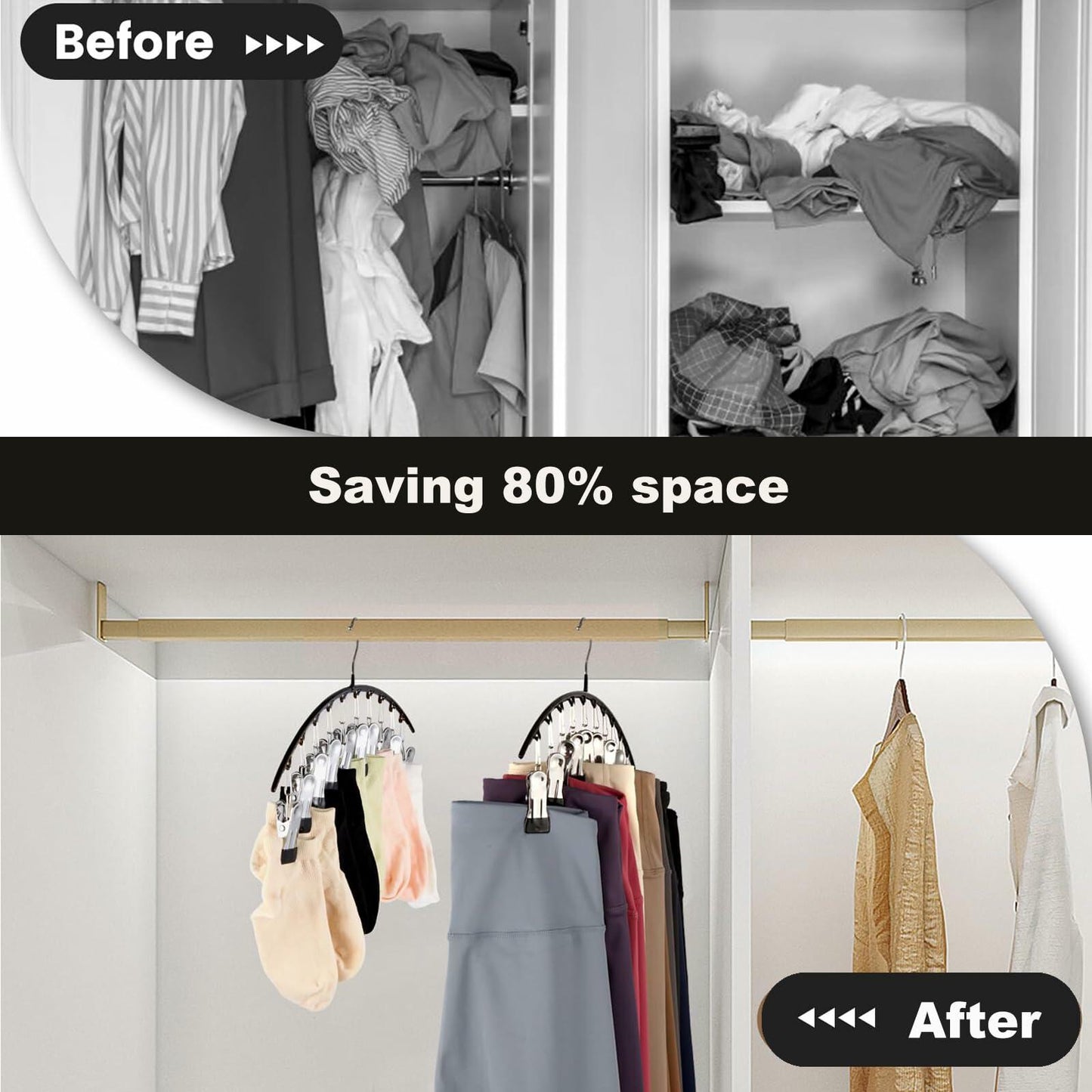 Hendiy Metal Pants Hanger Organizer with 10 Clips Space Saving Closet