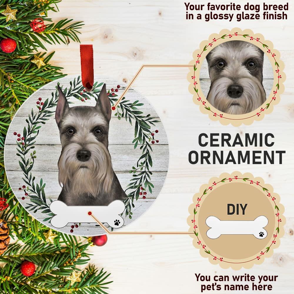 E&S Imports Schnauzer Ceramic Ornament DIY Personalizable Glazed Finish
