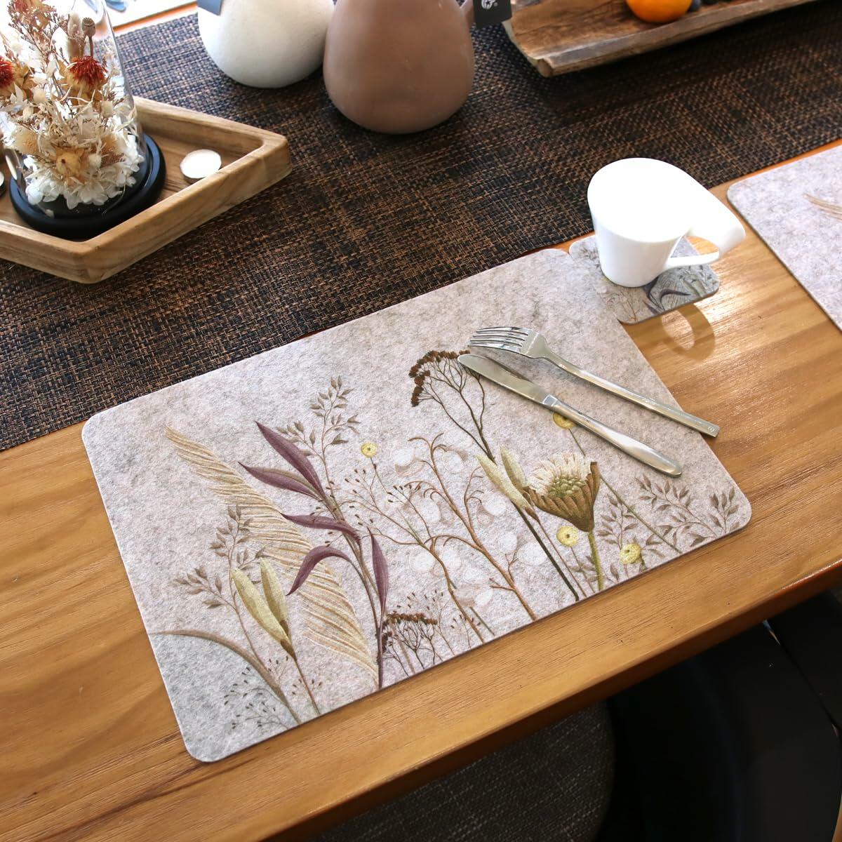 Casaido Table Placemats Set of 6 Heat Resistant Non Slip Green 17x12