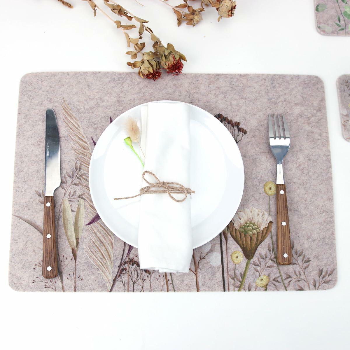 Casaido Table Placemats Set of 6 Heat Resistant Non Slip Green 17x12