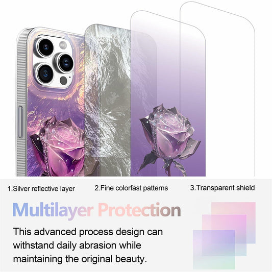 buccilly iPhone 12 Pro Max Case Slim TPU Shockproof Purple Roses Floral
