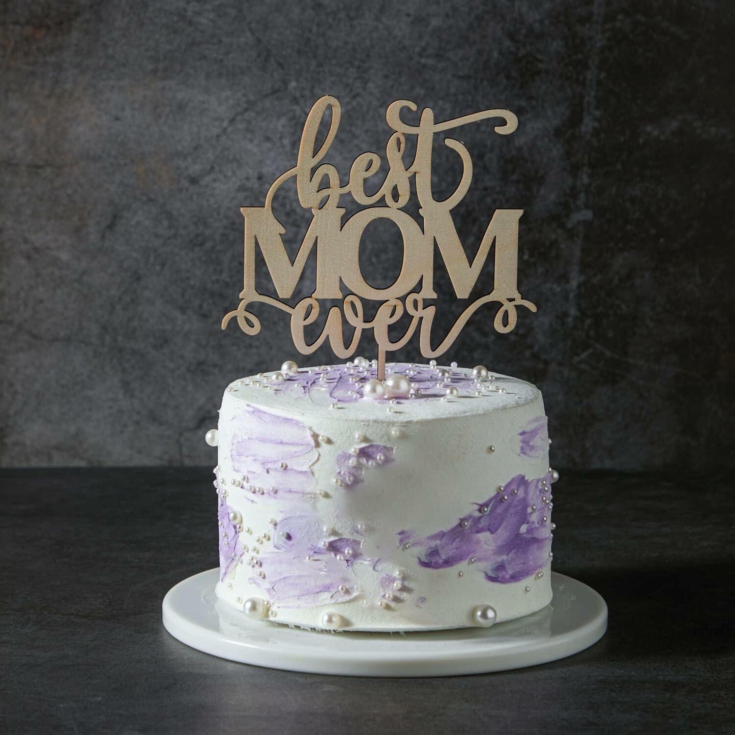Wlropted Happy Mother's Day Wooden Cake Topper Best Mom Party Decor