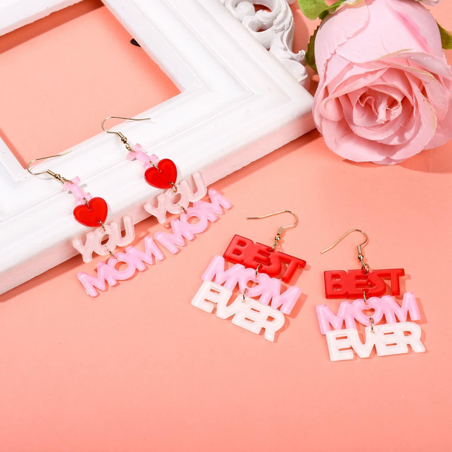 Love Heart Lucite Arch Dangle Earrings MOM Mother's Day Gifts Jewelry