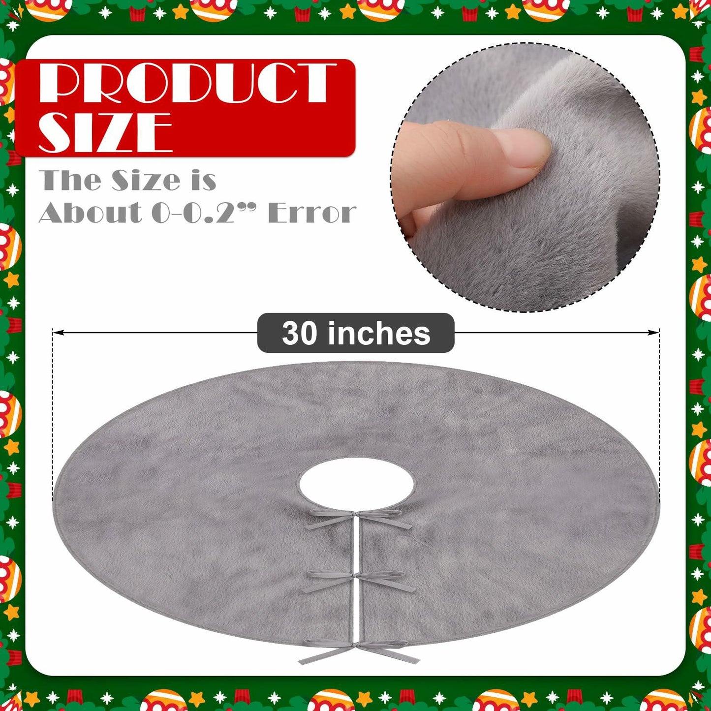 HyDren Velvet Cozy Christmas Tree Skirt Grey Brown Faux Fur 30 Inch