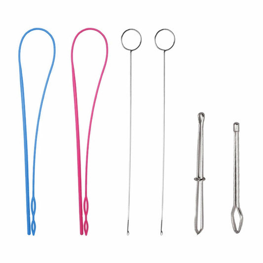 6 Pcs Drawstring Threader Set Plastic Metal Loop Turner Hook Multi-Color