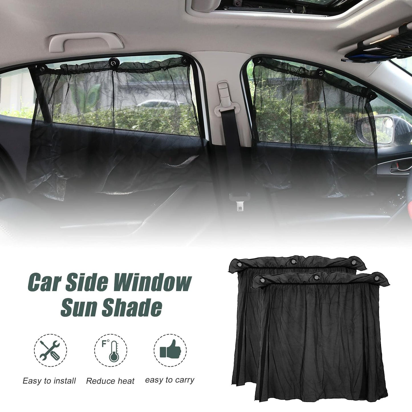 Uxcell Car Side Window Sunshade Nylon Mesh UV Protection 70x52cm 2 Pcs