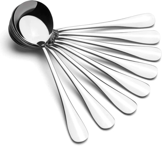 AmoVee Stainless Steel Alpha Round Soup Spoons Set of 16