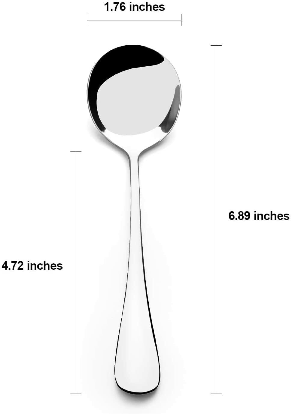 AmoVee Stainless Steel Alpha Round Soup Spoons Set of 16