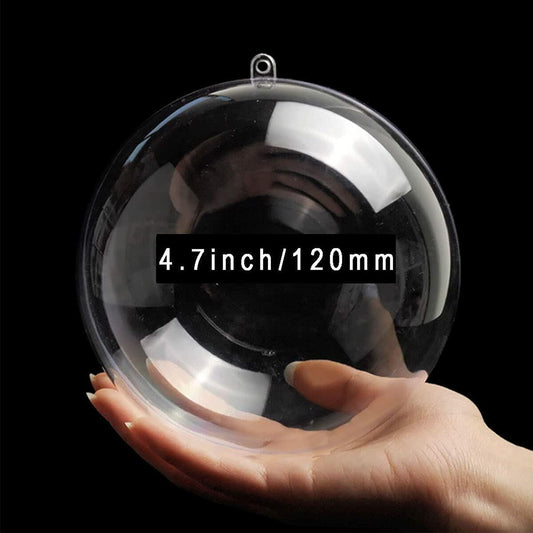 120MM Christmas Clear Baubles 5PCS Transparent Plastic Balls DIY Decor