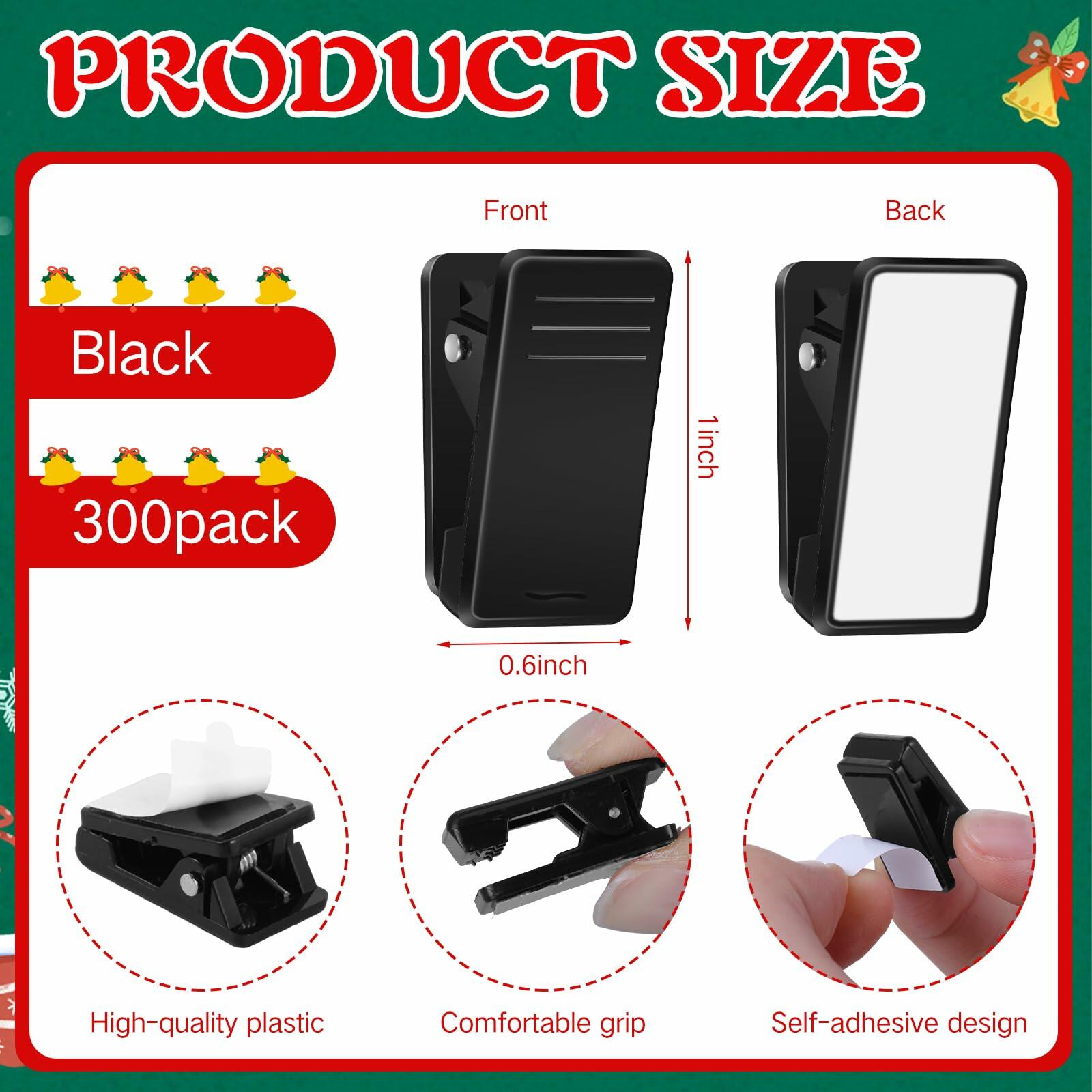 Blulu 300 Pcs Mini Christmas Light Hooks Self Adhesive Cable Clips White