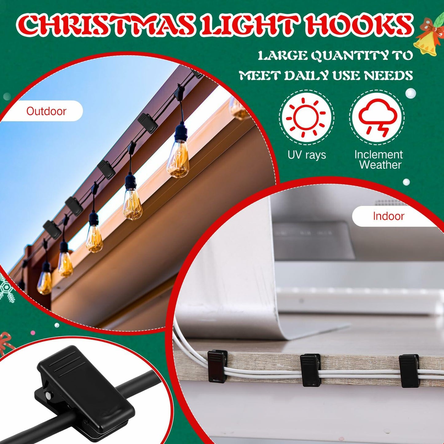 Blulu 300 Pcs Mini Christmas Light Hooks Self Adhesive Cable Clips White