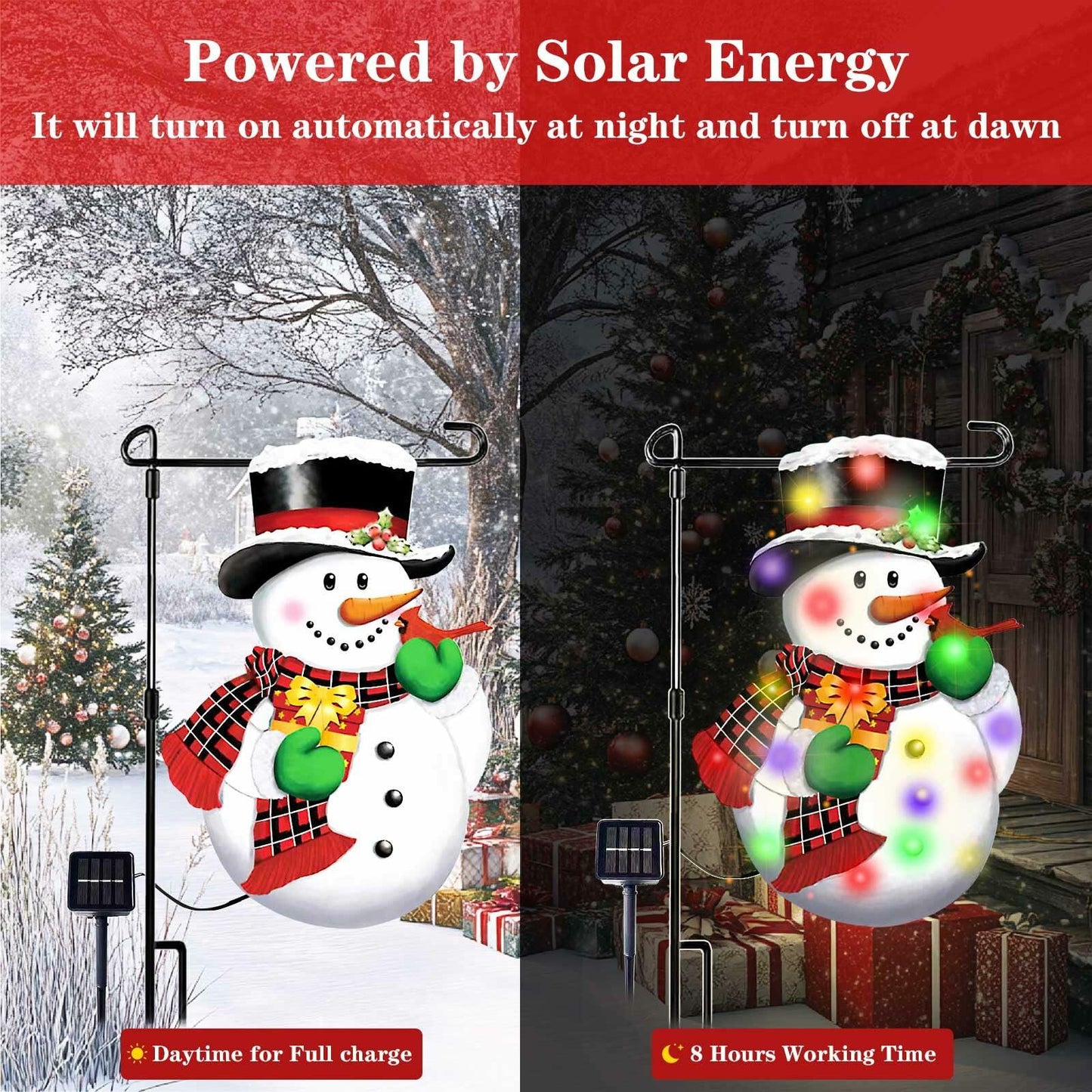 QiFyLeo 3D Lighted Snowman Christmas Garden Flag 12x18 Double Sided Outdoor