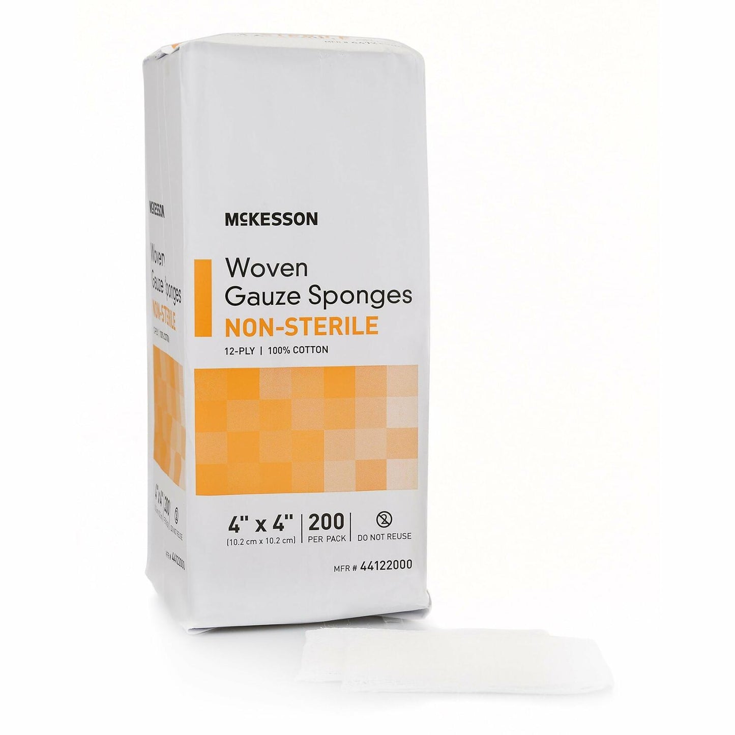 McKesson Woven Gauze Sponges Non-Sterile 12-Ply 100% Cotton 4x4 in 200 Ct