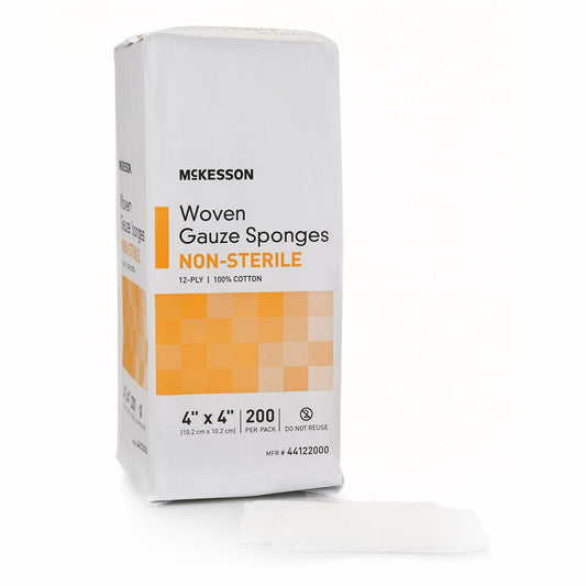 McKesson Woven Gauze Sponges Non-Sterile 12-Ply 100% Cotton 4x4 in 200 Ct
