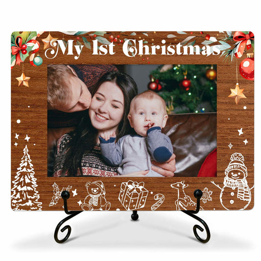 SSQBZU New Born Baby 'My 1st Christmas' Photo Frame 4x6 White