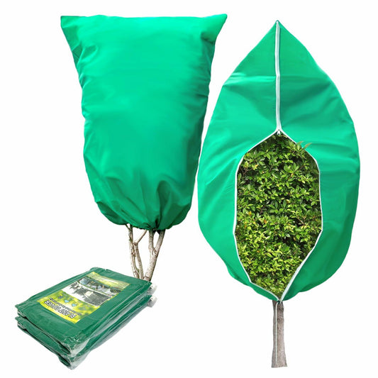 Plant Covers Freeze Protection 2 Pack 71x47.3in White Zipper Drawstring