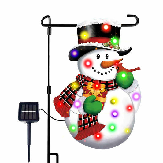 QiFyLeo 3D Lighted Snowman Christmas Garden Flag 12x18 Double Sided Outdoor
