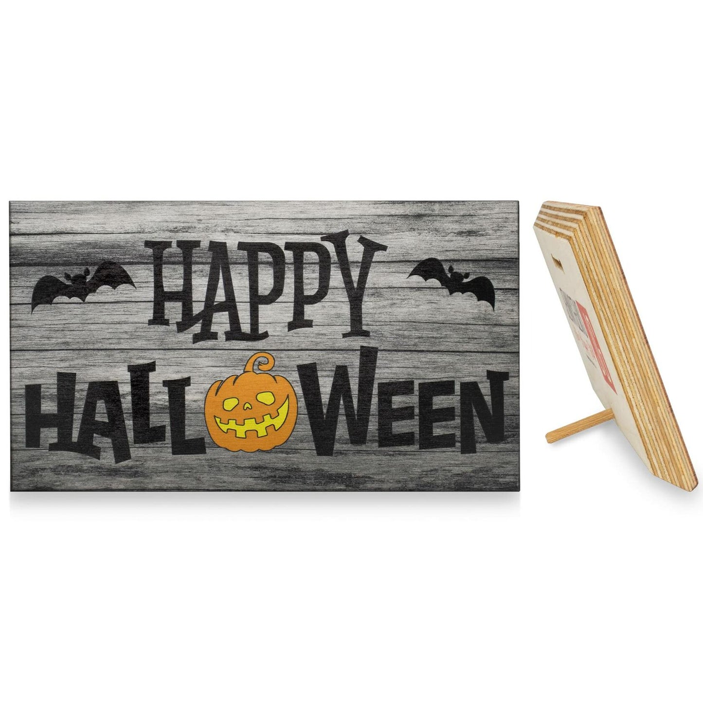 JennyGems Halloween Wooden Sign Indoor Decor Bats Pumpkin Made in USA