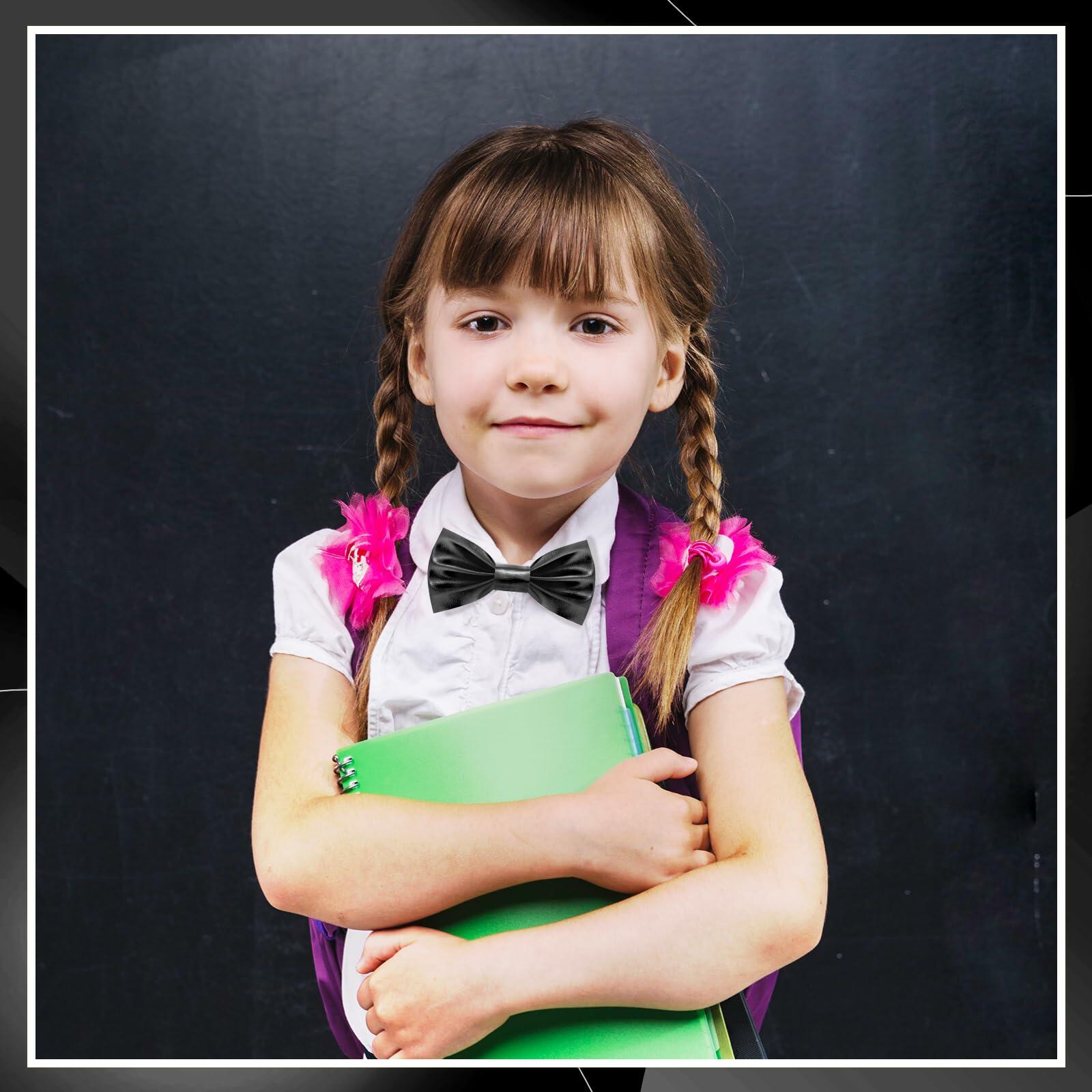 Neptniopllab Boys Metallic Leather Bow Tie Adjustable Black Size 4-12