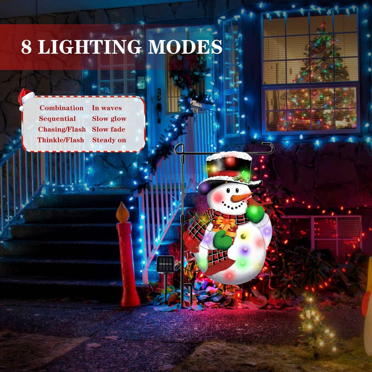 QiFyLeo 3D Lighted Snowman Christmas Garden Flag 12x18 Double Sided Outdoor