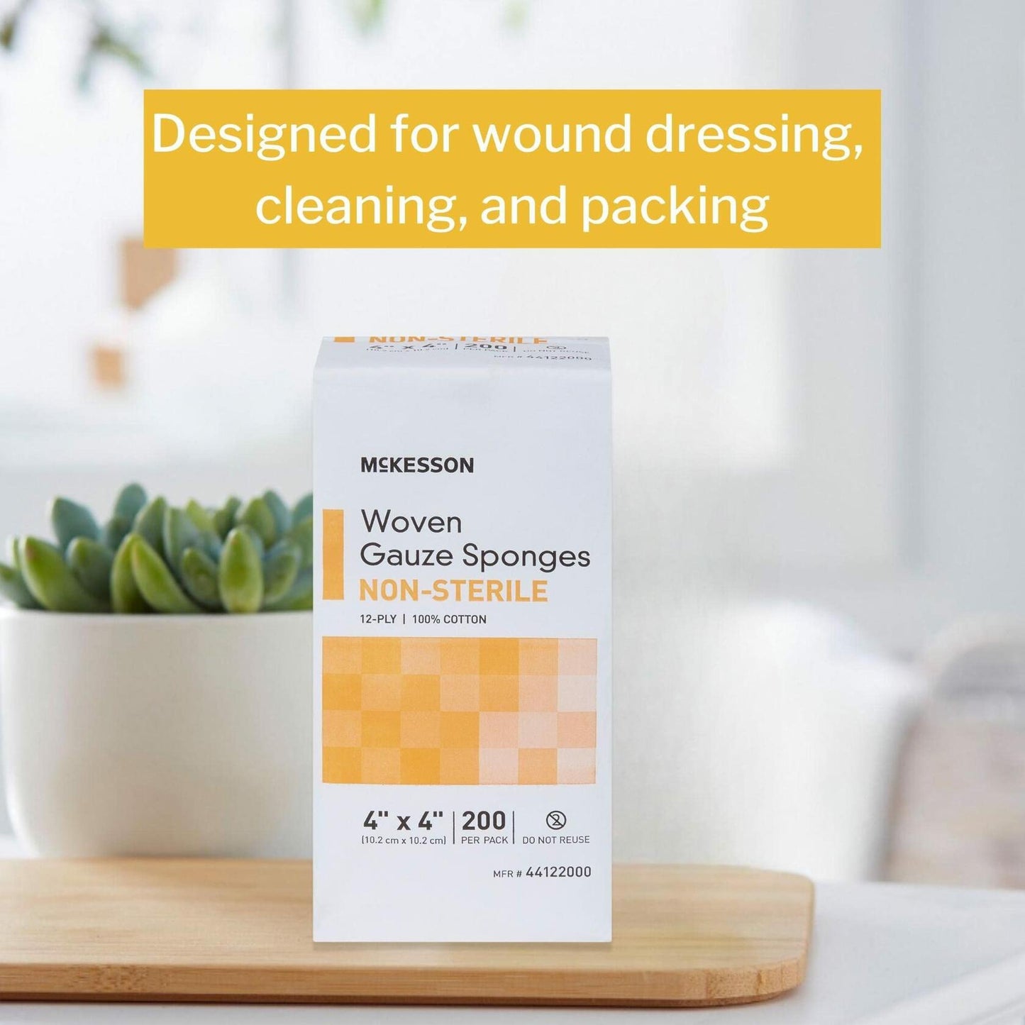 McKesson Woven Gauze Sponges Non-Sterile 12-Ply 100% Cotton 4x4 in 200 Ct