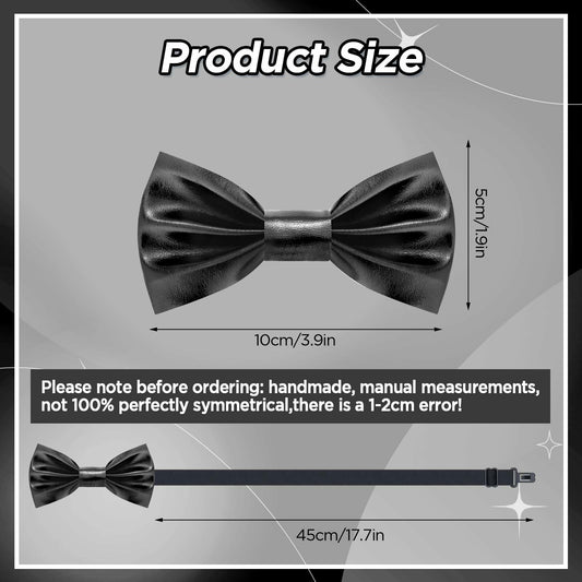 Neptniopllab Boys Metallic Leather Bow Tie Adjustable Black Size 4-12