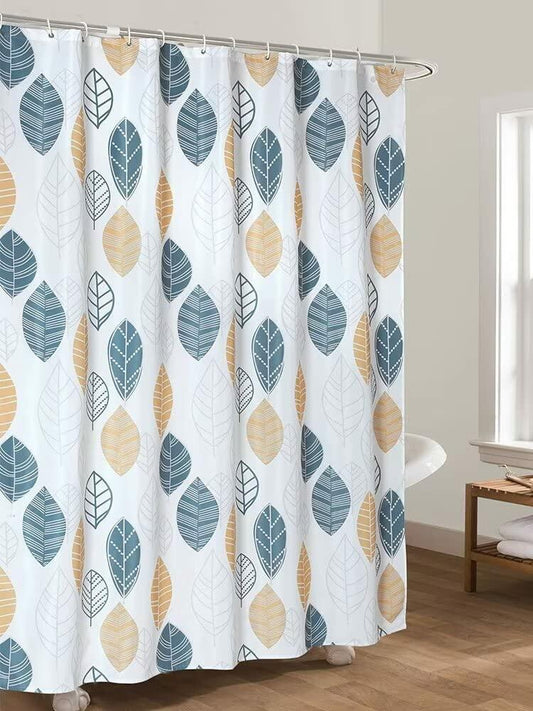 Ufaitheart Shower Curtain Fabric Waterproof Leaves Turquoise Yellow Gray 36x72