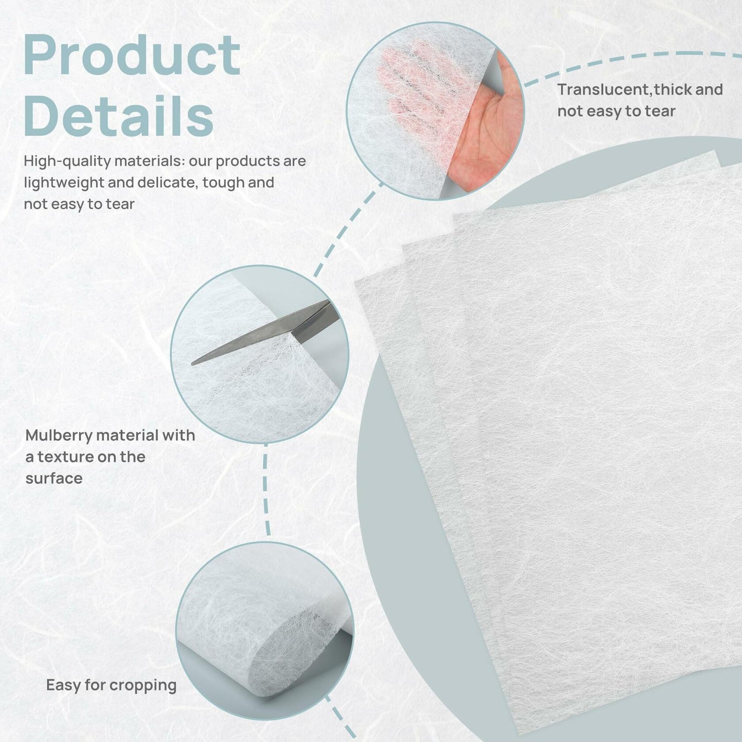 Mulberry Paper A4 8.5x11in White Natural Fiber Rice Paper 80 Sheets