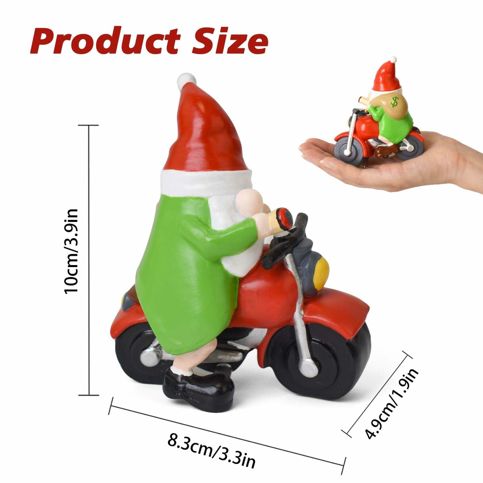 NANAOUS Biker Gnomes Motorcycle Statue 3.9in Funny Garden Decor Resin Figurine