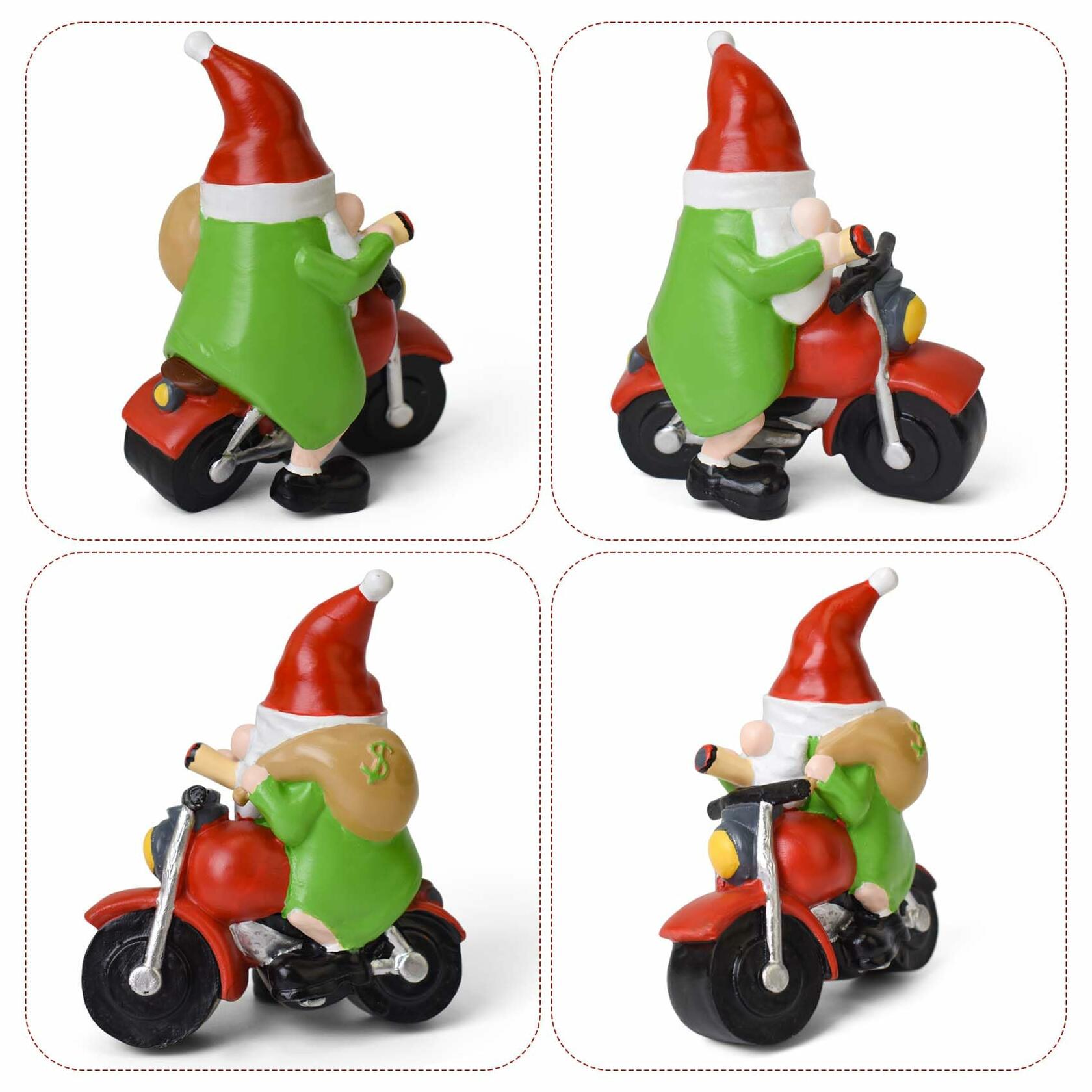 NANAOUS Biker Gnomes Motorcycle Statue 3.9in Funny Garden Decor Resin Figurine