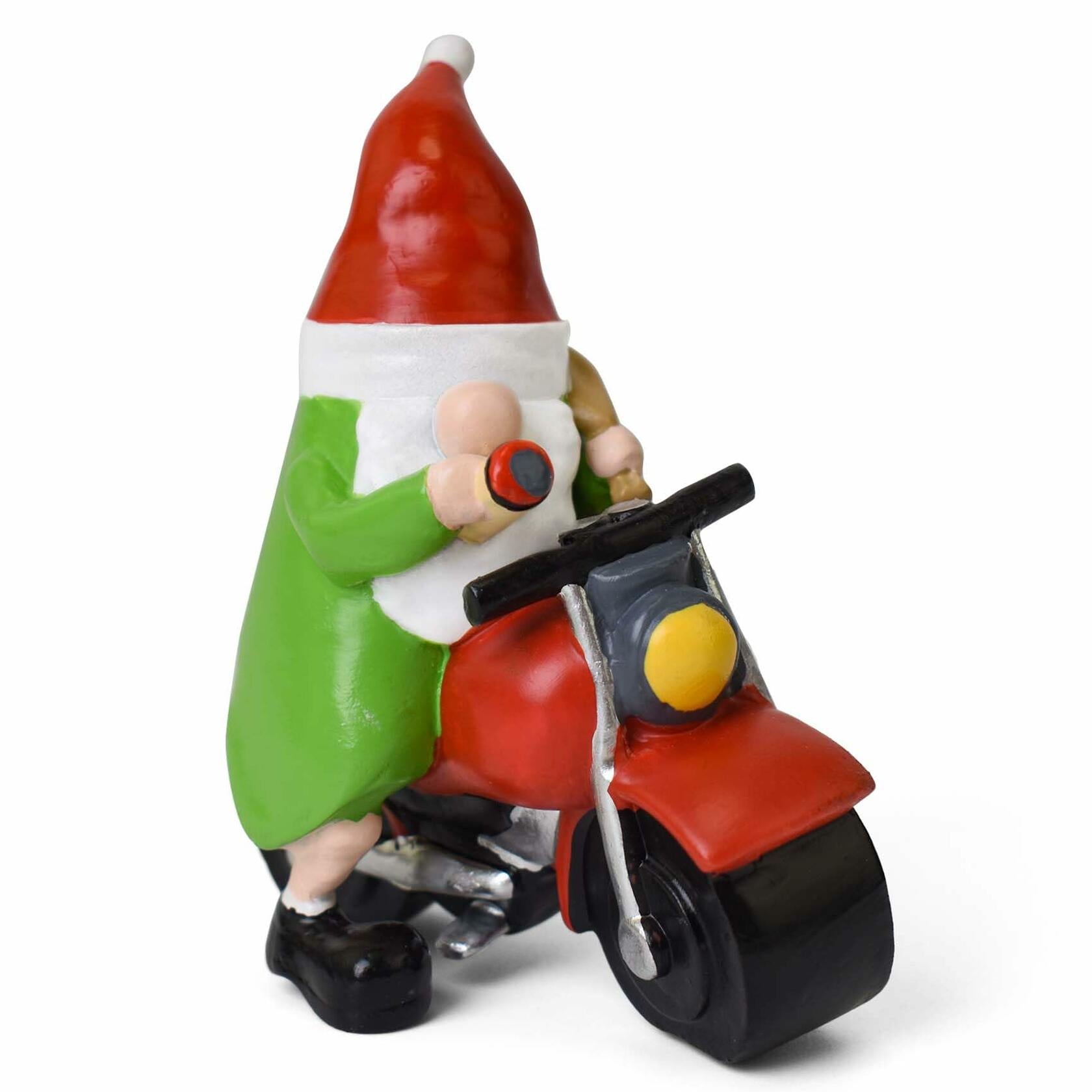 NANAOUS Biker Gnomes Motorcycle Statue 3.9in Funny Garden Decor Resin Figurine