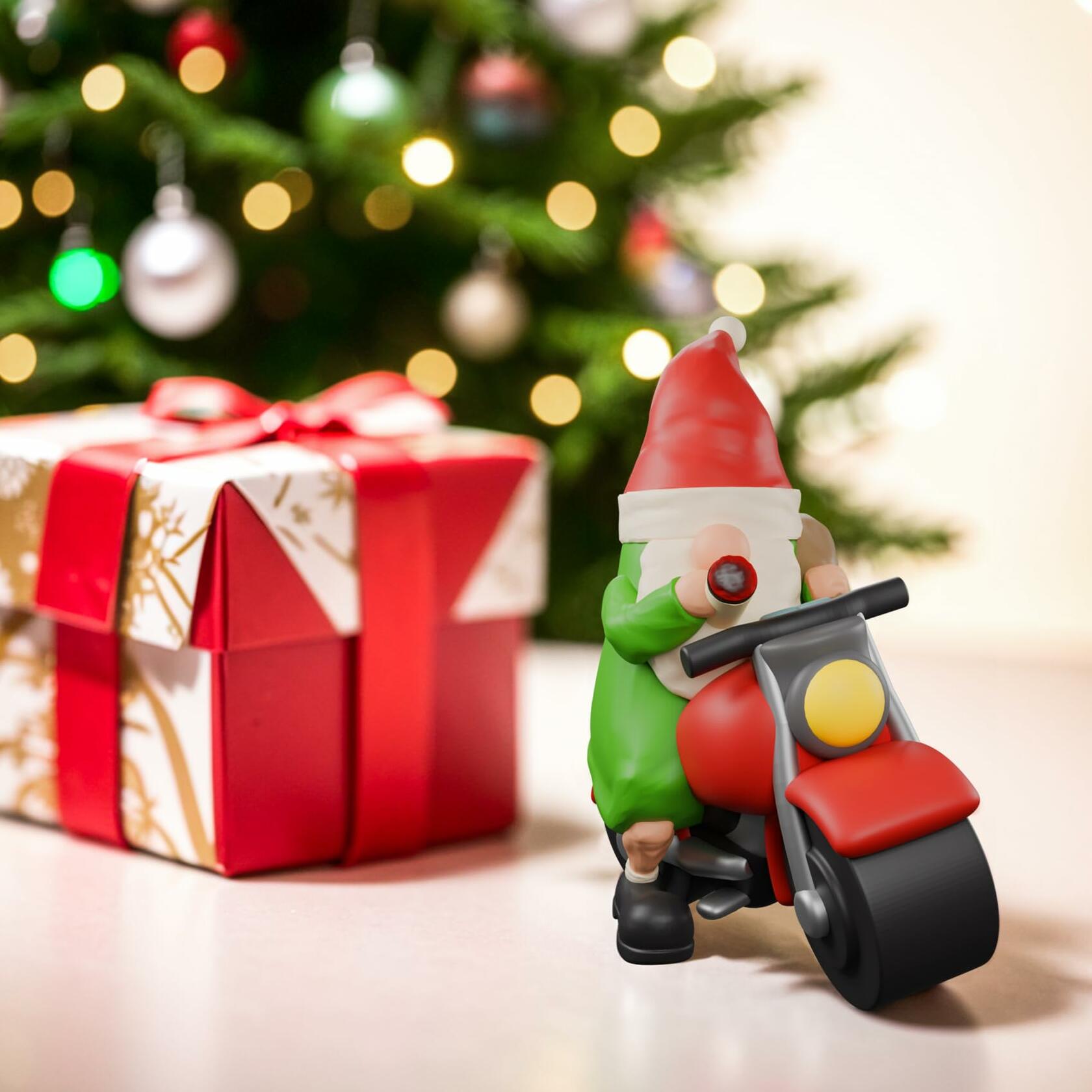 NANAOUS Biker Gnomes Motorcycle Statue 3.9in Funny Garden Decor Resin Figurine