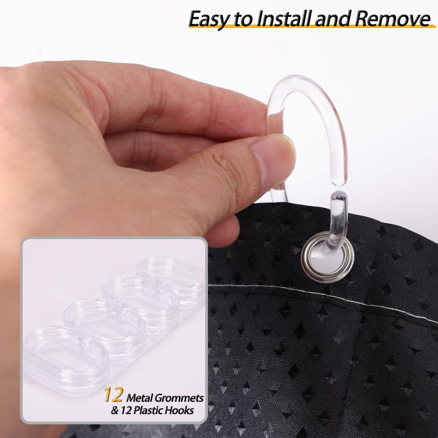SPEPLA Shower Curtain Liner 71x71 White Waterproof Washable with Hooks
