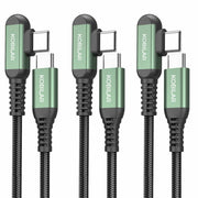 Kobilar USB C Charger Cord Right Angle Fast Charger 3 Pack 1.5/5/10ft Black