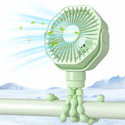 Lerat Portable Stroller Fan 3-Speed Rechargeable Clip-On Green