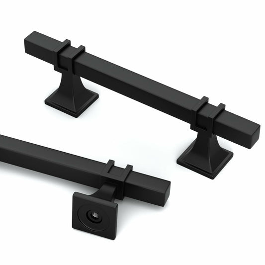 goldenwarm 12 Pack 5 Inch Black Cabinet Handles Stainless Steel Zinc Alloy