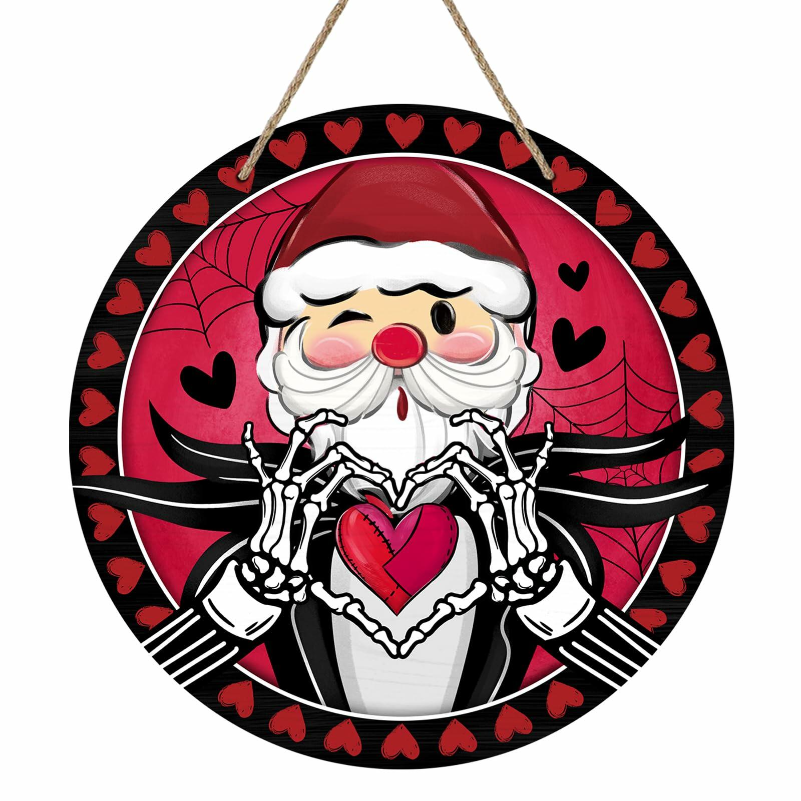 Bolisom Valentines Day Wood Door Sign Red Black Hearts Outdoor Porch Decor