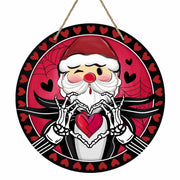 Bolisom Valentines Day Wood Door Sign Red Black Hearts Outdoor Porch Decor