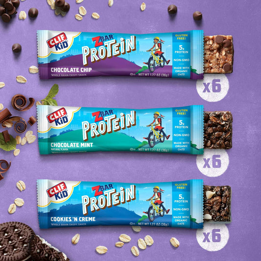 BestBy06/25 Zbar Protein Bars Variety Pack ChocolateChip Mint Cookies Creme 18ct
