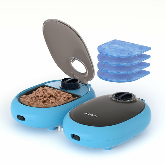 WOPET Automatic Cat Feeder 48-Hour Timer with Ice Gel Pack Yogurt Color